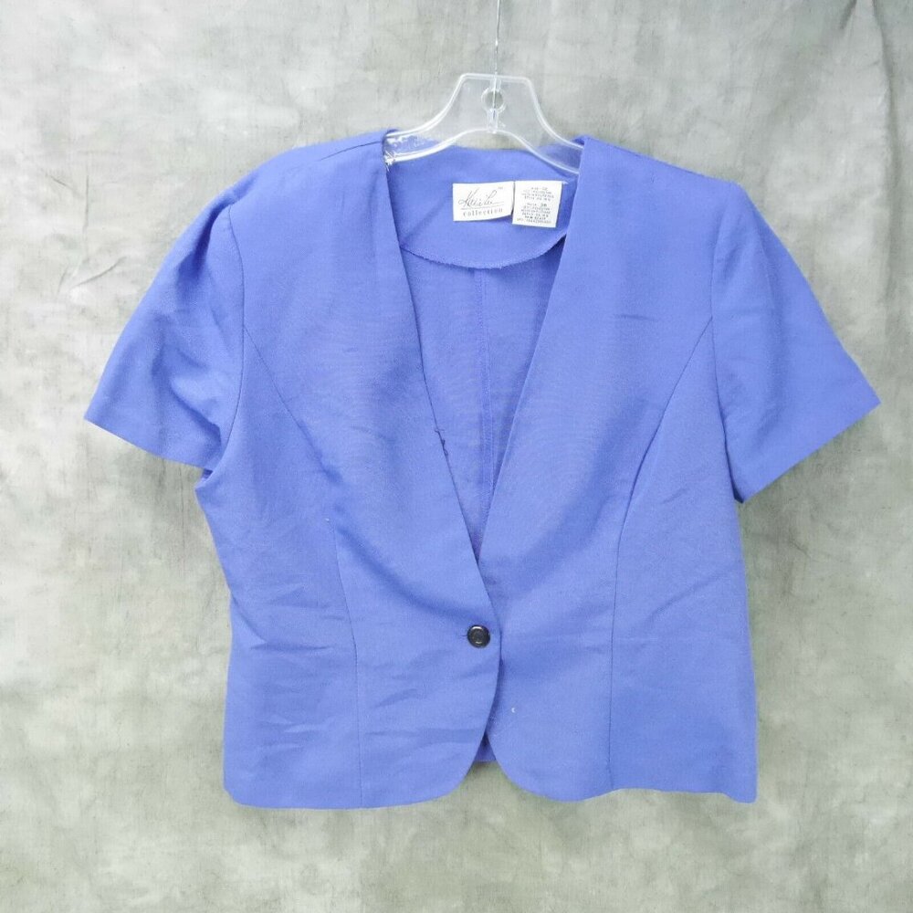 EUC Kathie Lee 80's VINTAGE Short Sleeve 1-Button SUIT JACKET Size 12 vtg s-8766